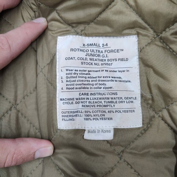 Rothco Ultra Force Extra Small Woodland Camo Junior GI Boys Field Jacket Coat - Picture 4 of 11